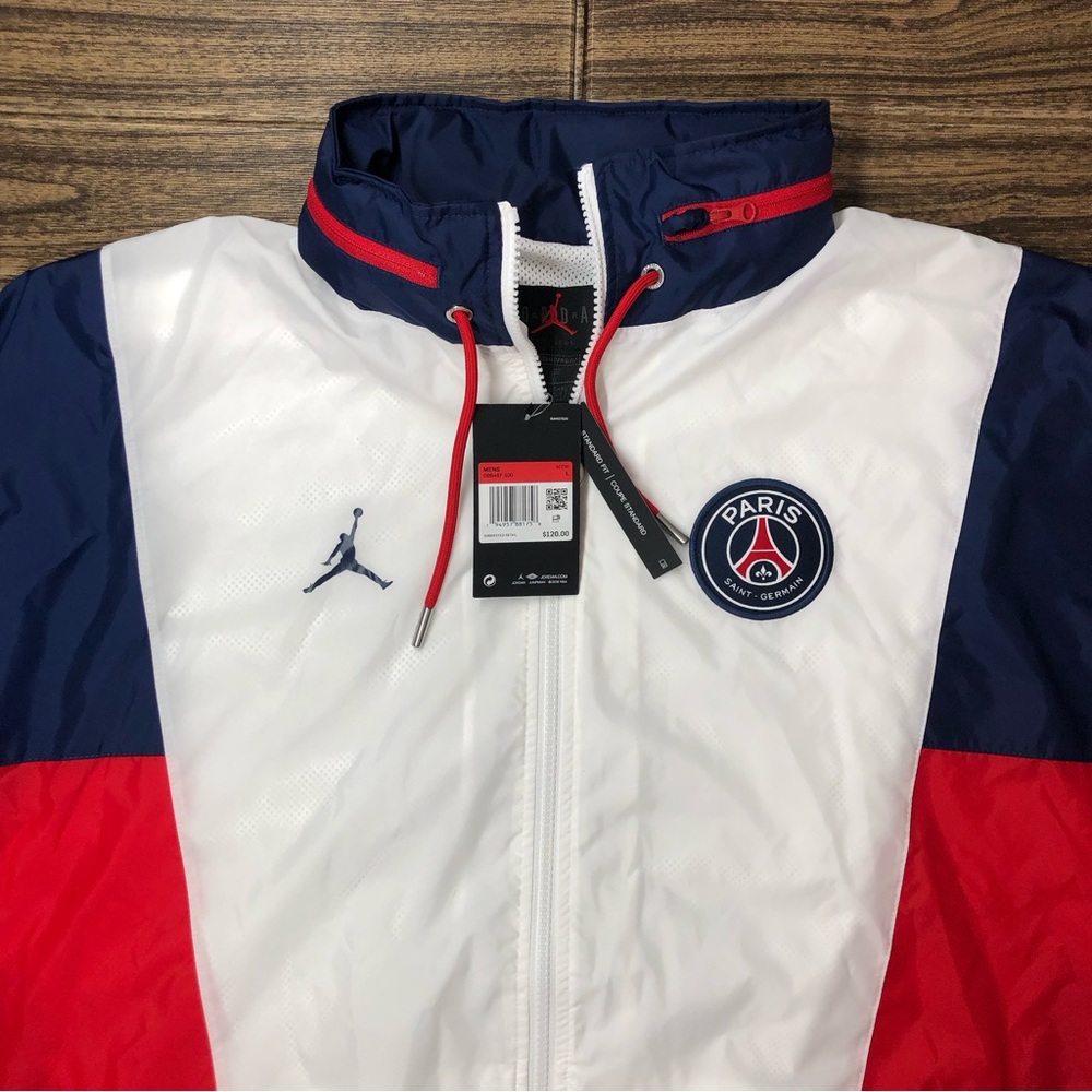 Nike Air Jordan Paris Saint-Germain Nylon Hooded Jacket Men's DB6487-100 Large - Picture 5 of 9